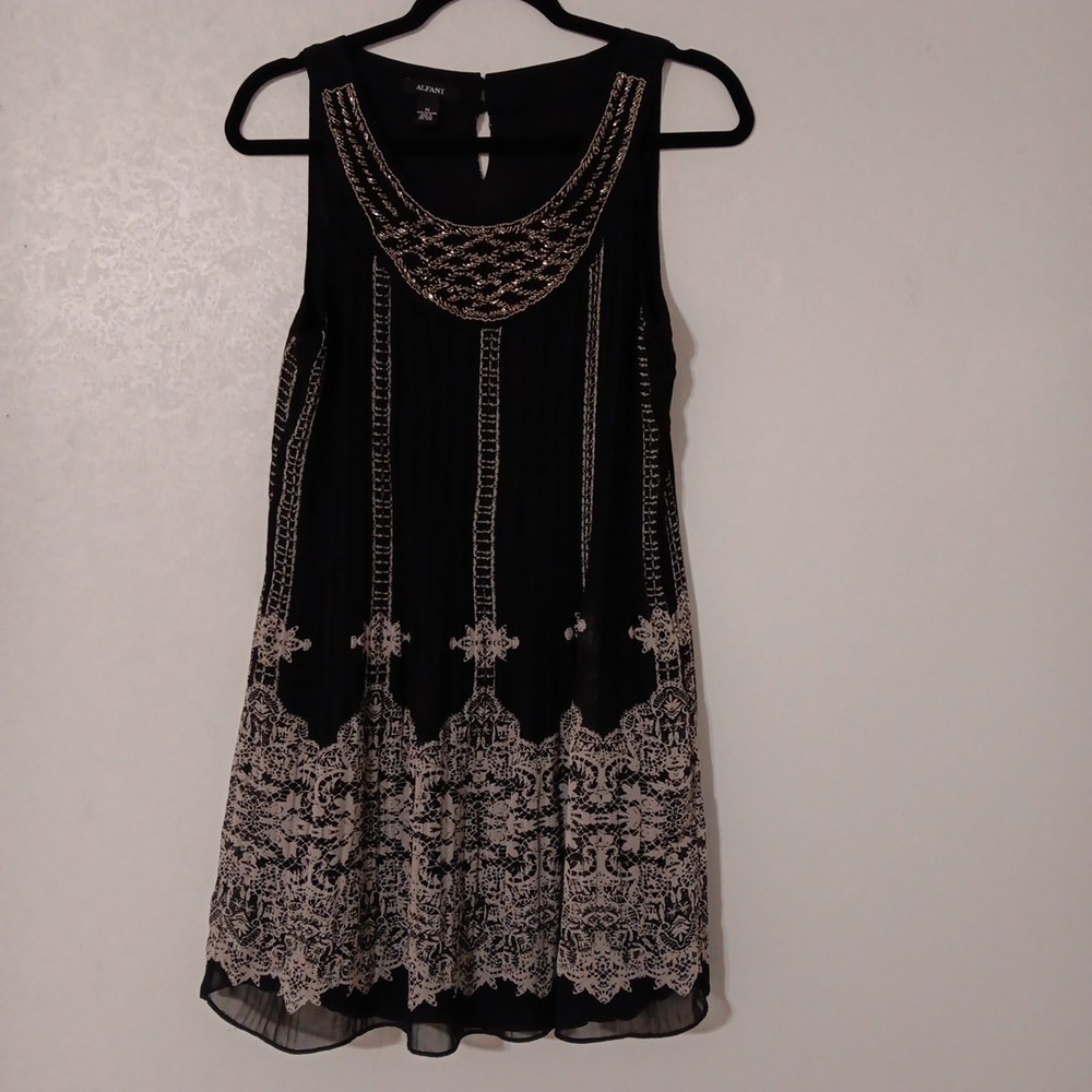 Alfani Women's‎ A-line Sleeveless Mini Dress Sz 10 Black Embellished Neckline...
